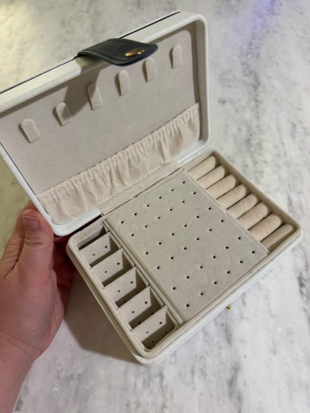 Compact Cream Travel Jewelry Case